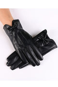 Women Stylish Thick Warm Windproof PU Leather Gloves