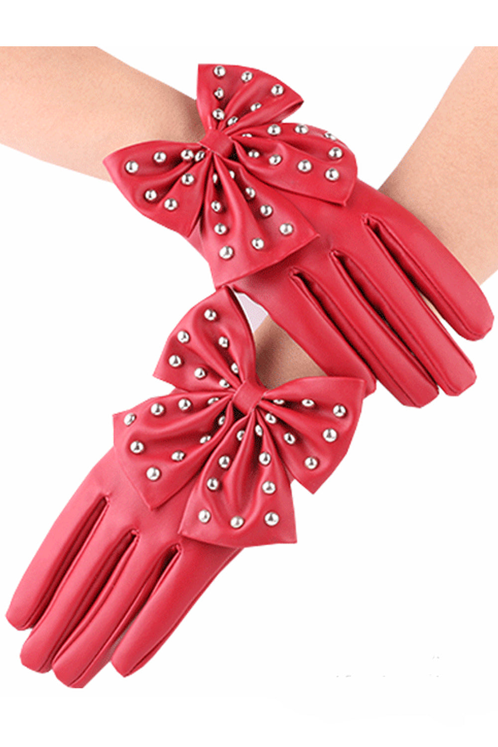 Women Solid Colored Warm Pretty Winter Casual PU Leather Gloves