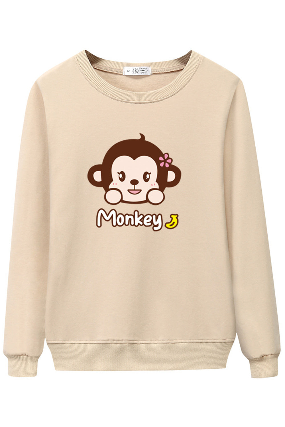 Women Cute Cartoon Printed Regular Fit Long Sleeve Warm Sweatshirt