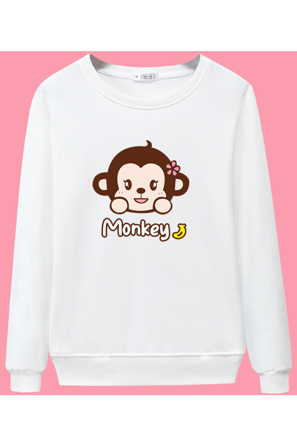 Women Cute Cartoon Printed Regular Fit Long Sleeve Warm Sweatshirt