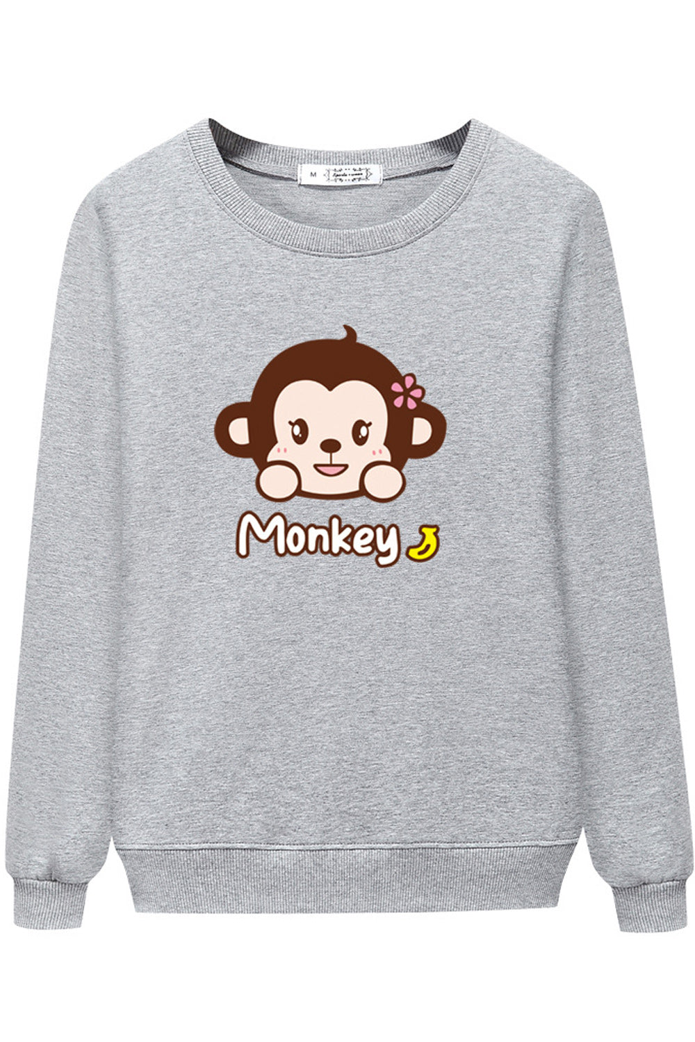 Women Cute Cartoon Printed Regular Fit Long Sleeve Warm Sweatshirt
