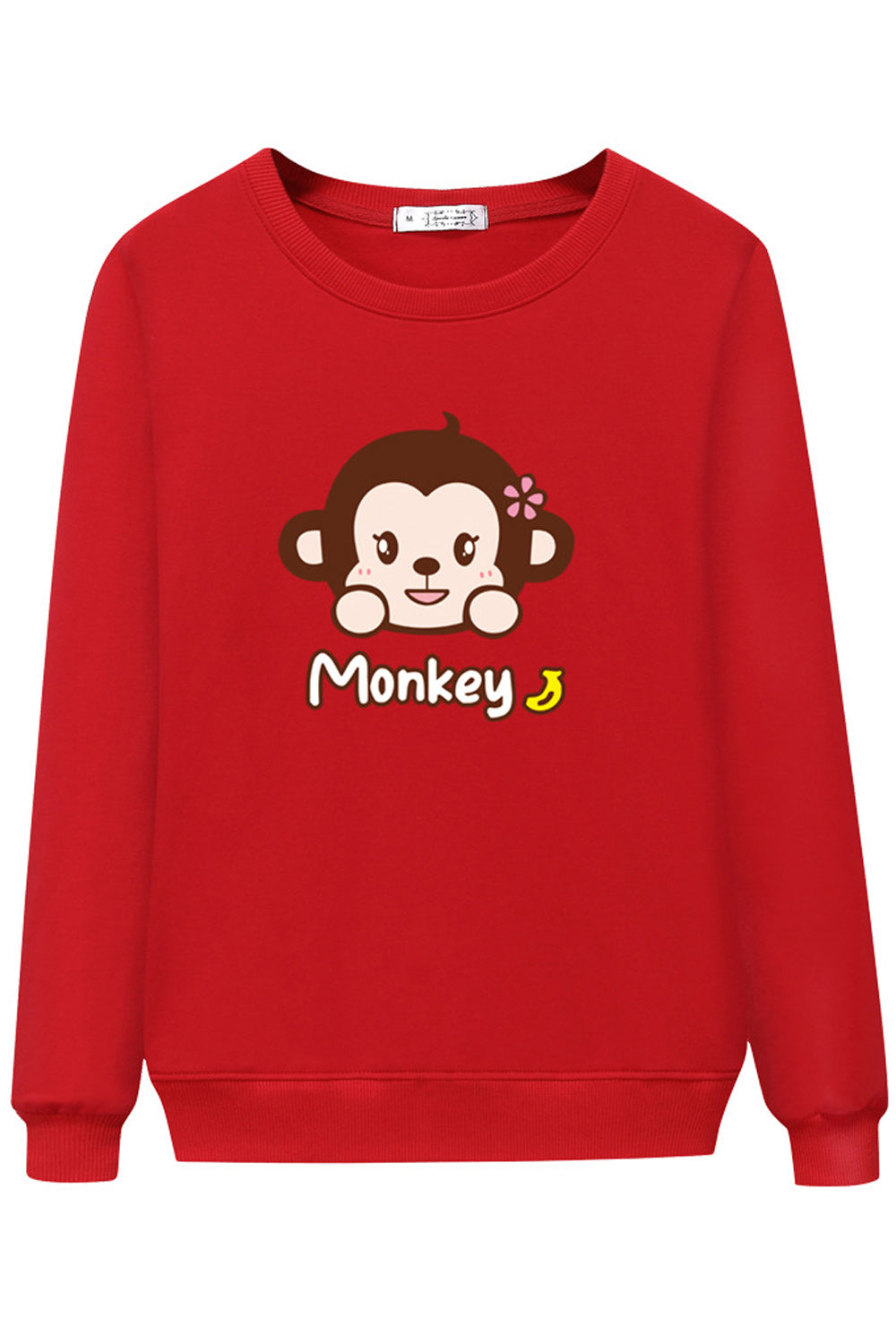 Women Cute Cartoon Printed Regular Fit Long Sleeve Warm Sweatshirt