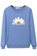 Women Trendy Floral Printed Cozy Long Sleeve Stylish Sweatshirt