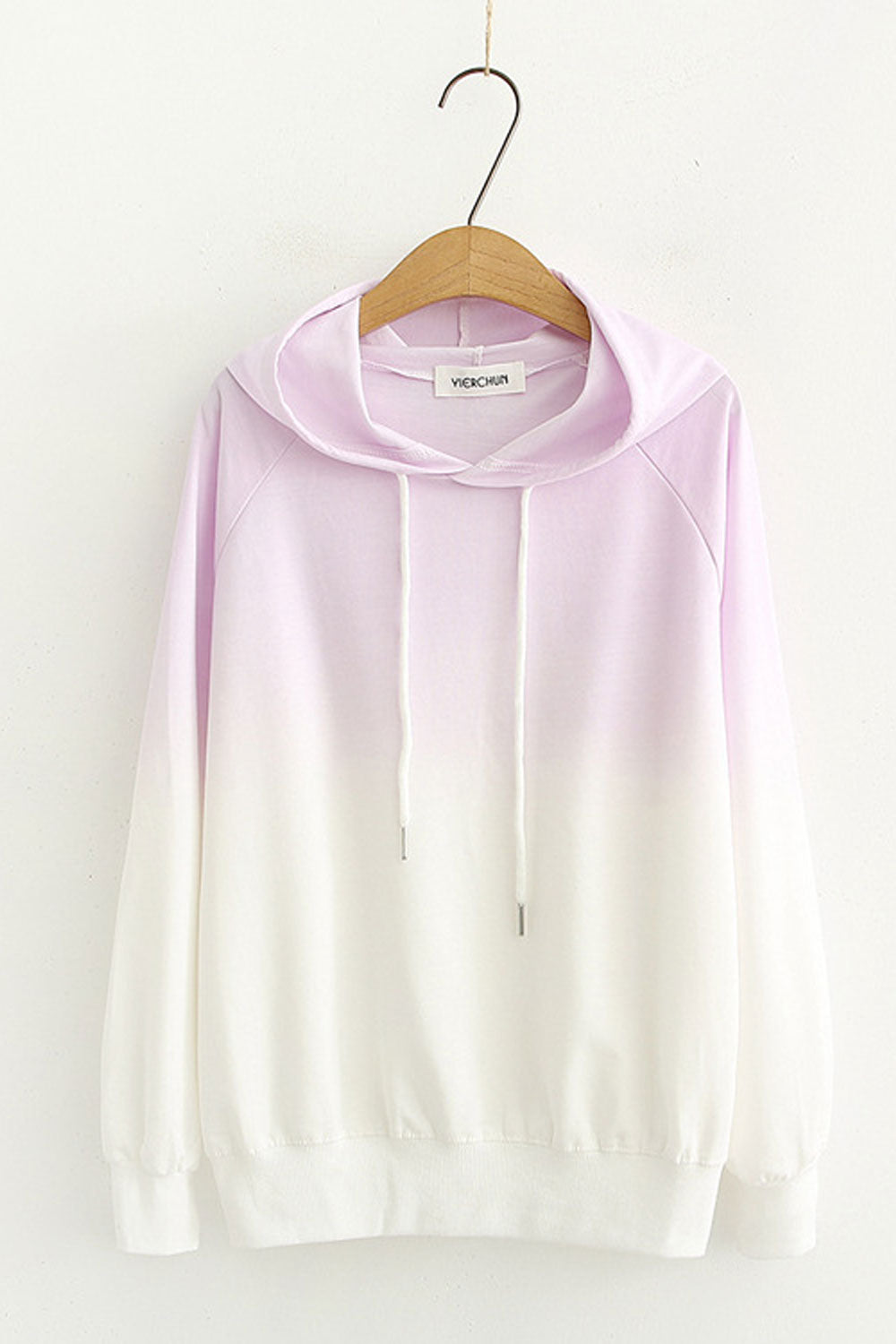 Women Lovely Gradient Styled Long Sleeve Ribbed Cuff Warm Hoodie