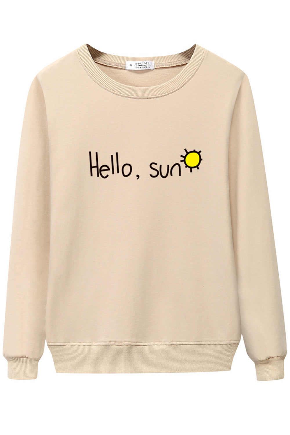 Women Letter Printed Ribbed Cuff & Hem Warm Thick Winter Sweatshirt