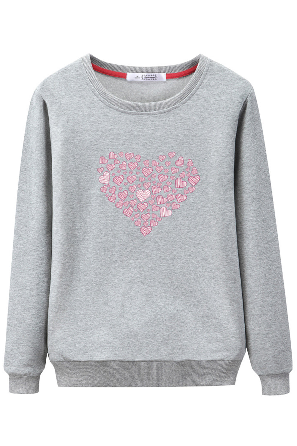 Women Heart Printed Warm Long Sleeve Breathable Elegant Sweatshirt