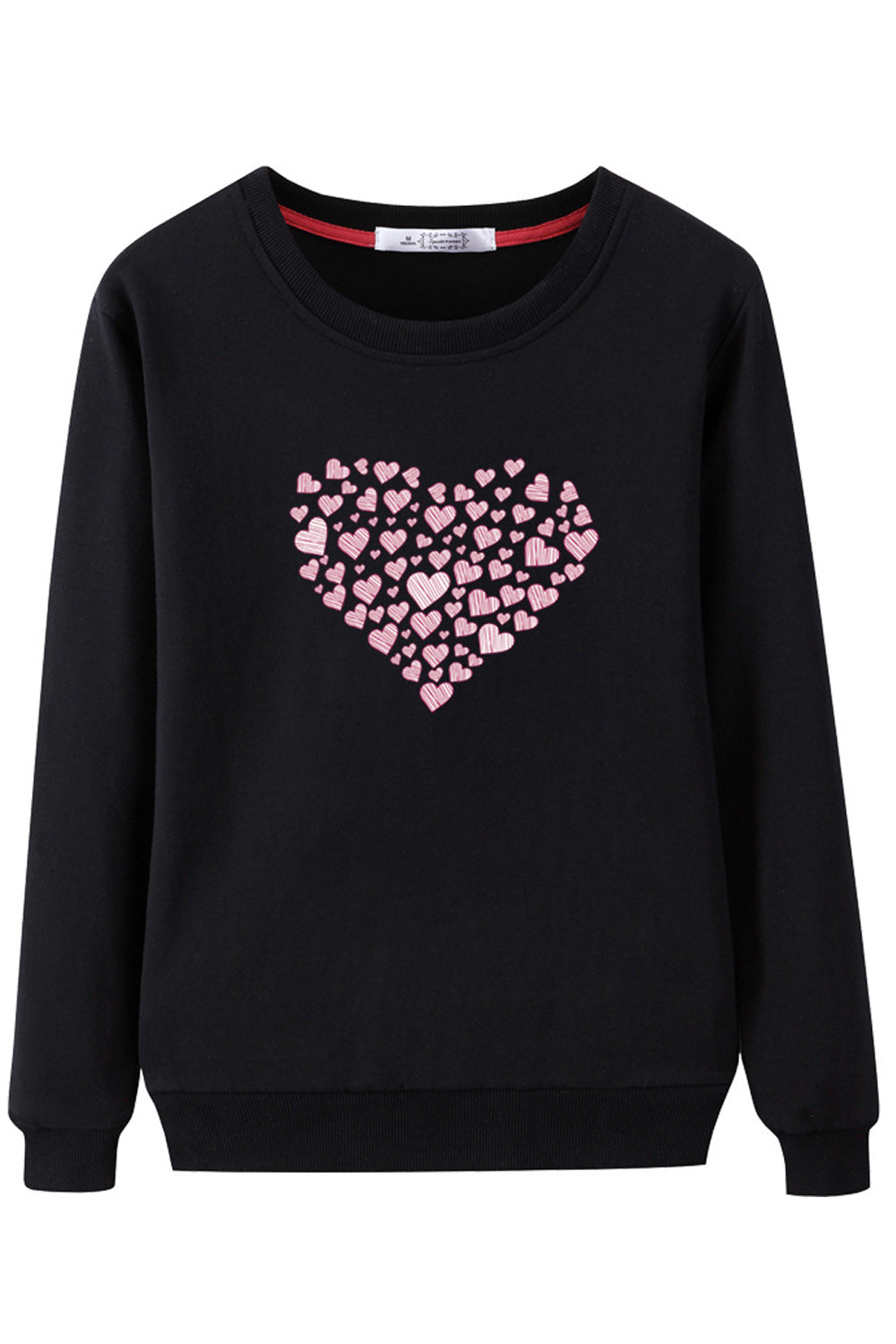 Women Heart Printed Warm Long Sleeve Breathable Elegant Sweatshirt