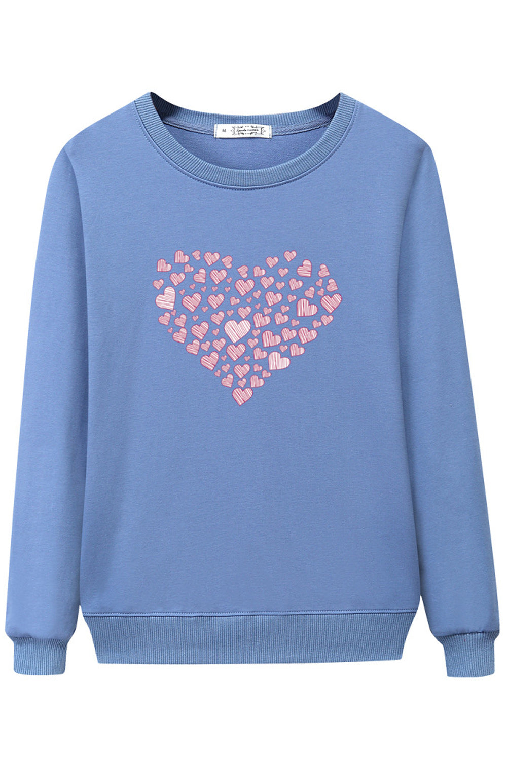 Women Heart Printed Warm Long Sleeve Breathable Elegant Sweatshirt