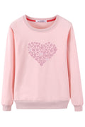 Women Heart Printed Warm Long Sleeve Breathable Elegant Sweatshirt