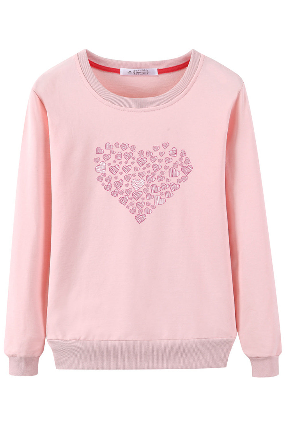 Women Heart Printed Warm Long Sleeve Breathable Elegant Sweatshirt
