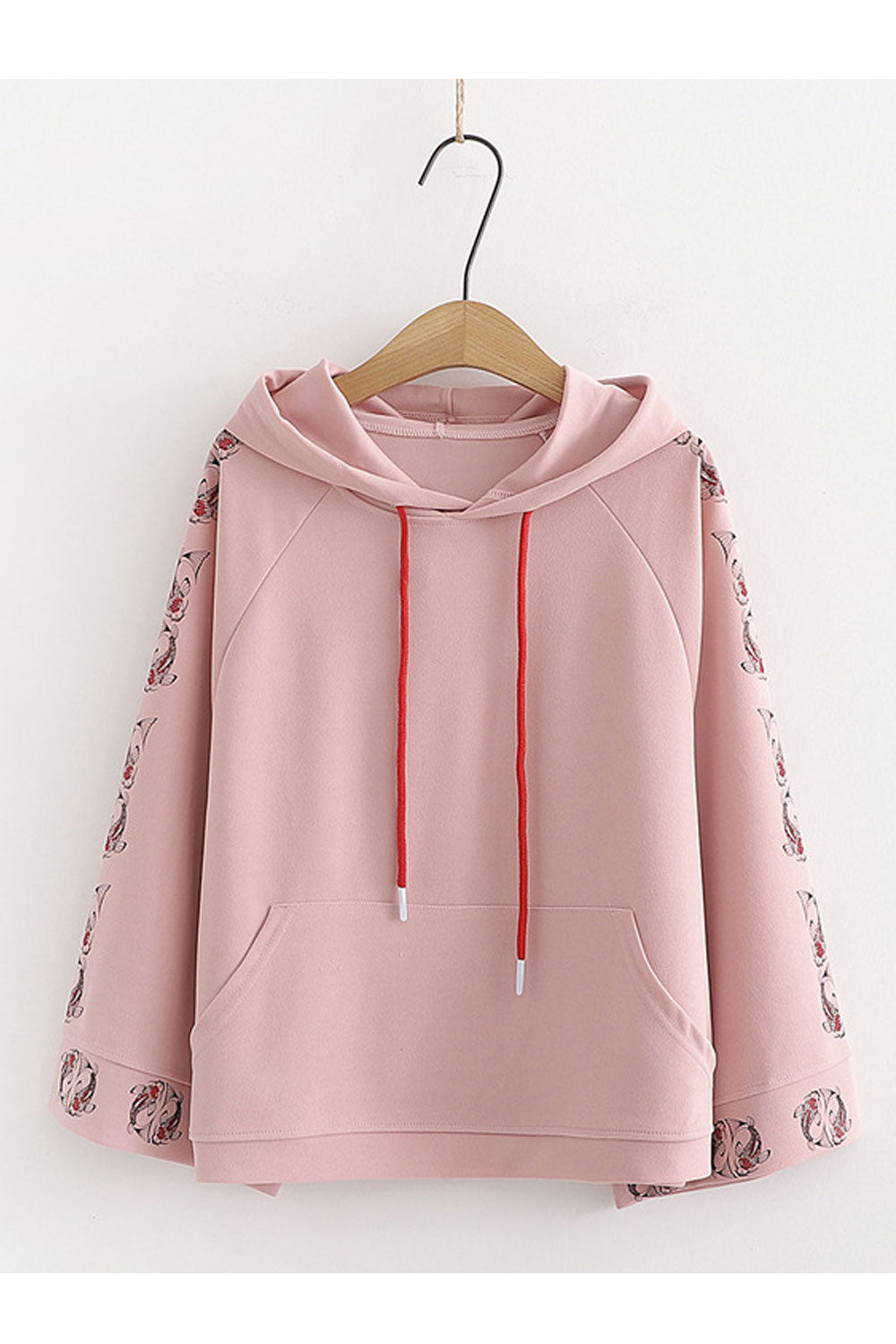 Women Printed Style Long Sleeve Drawcord Warm Classic Hoodie