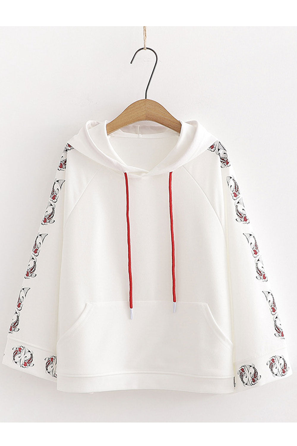 Women Printed Style Long Sleeve Drawcord Warm Classic Hoodie