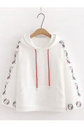 Women Printed Style Long Sleeve Drawcord Warm Classic Hoodie