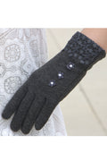Women Lace Decorated Solid Pattern Cozy Gloves