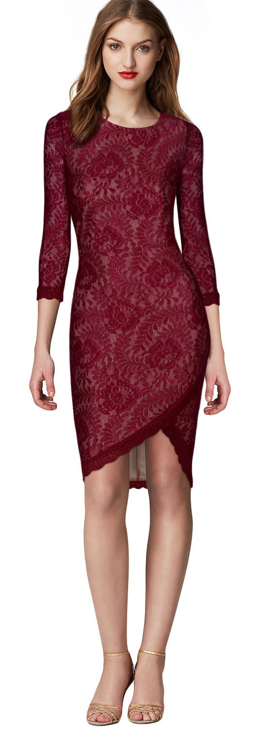 Women Bodycon Celebrity Lace Dresses Candice Swanepoel Dress Maroon Lace Dress