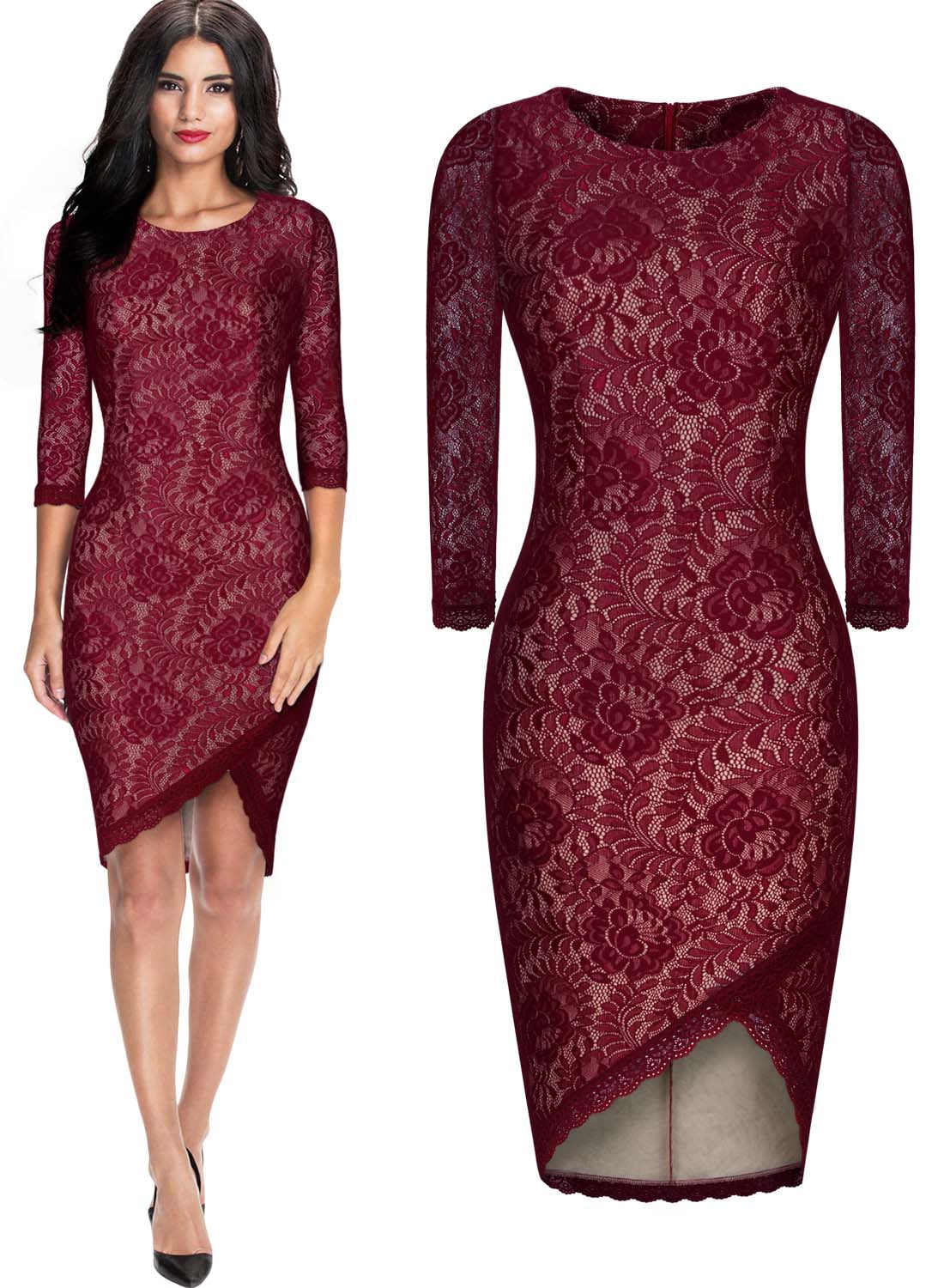Women Bodycon Celebrity Lace Dresses Candice Swanepoel Dress Maroon Lace Dress
