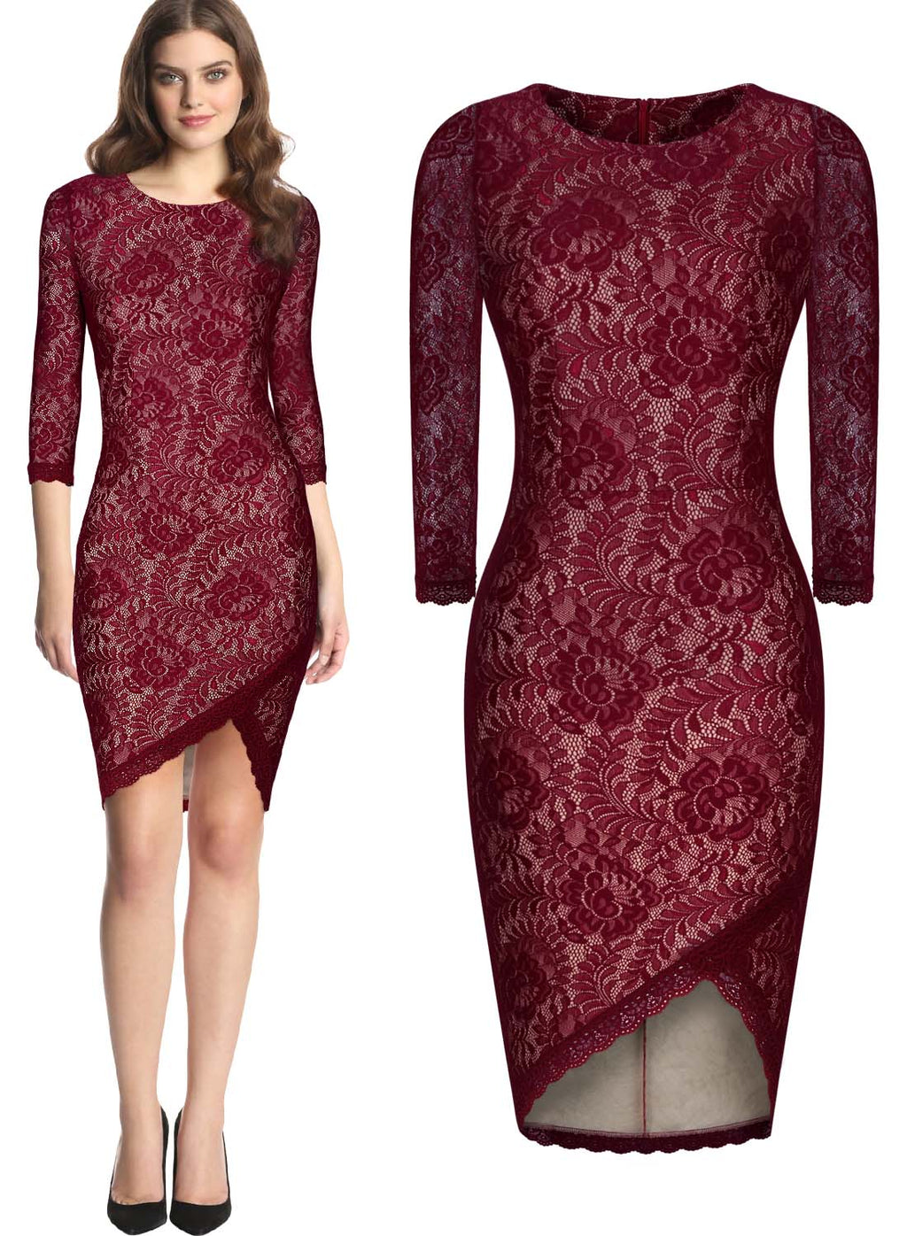 Women Bodycon Celebrity Lace Dresses Candice Swanepoel Dress Maroon Lace Dress