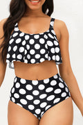 Women Versatile Beautiful Flower Printed High Waist Two Piece Swimwear