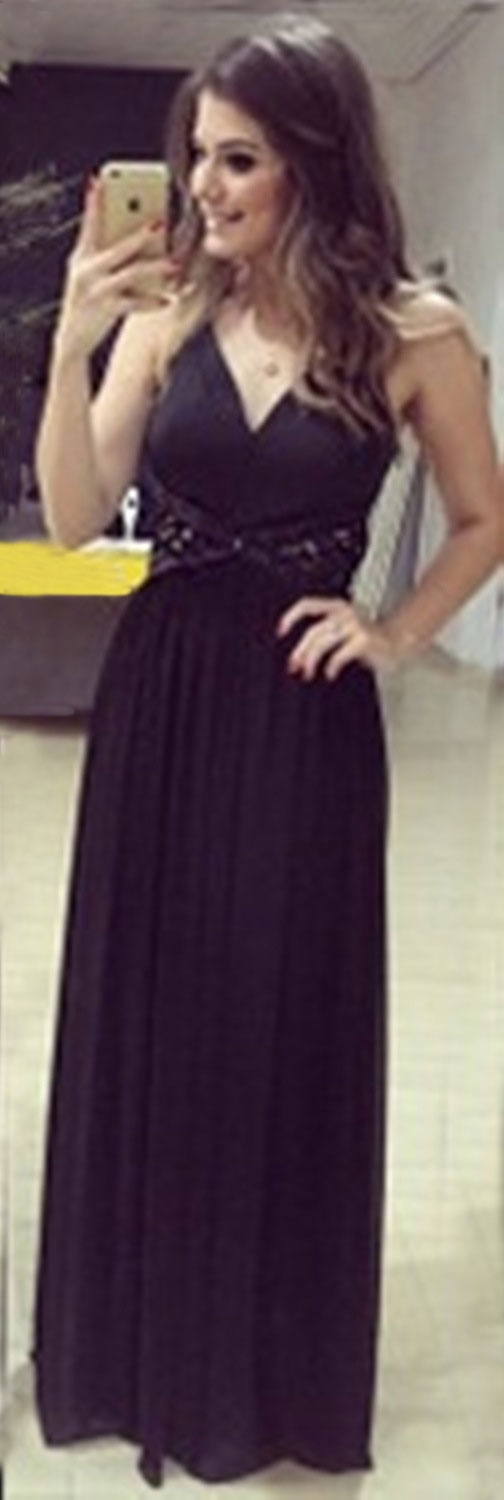 Women's Sleeveless Lace Designed Floor Length Dress Black