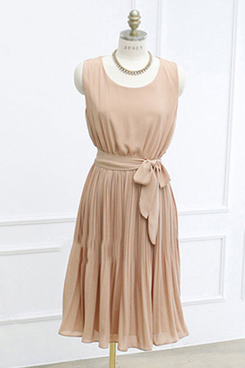 Women sleeve less vest slim solid pleated halter dress