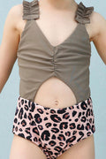 Baby Girls Printed Keyhole Front Sleeveless One Piece Bathing Swimwear