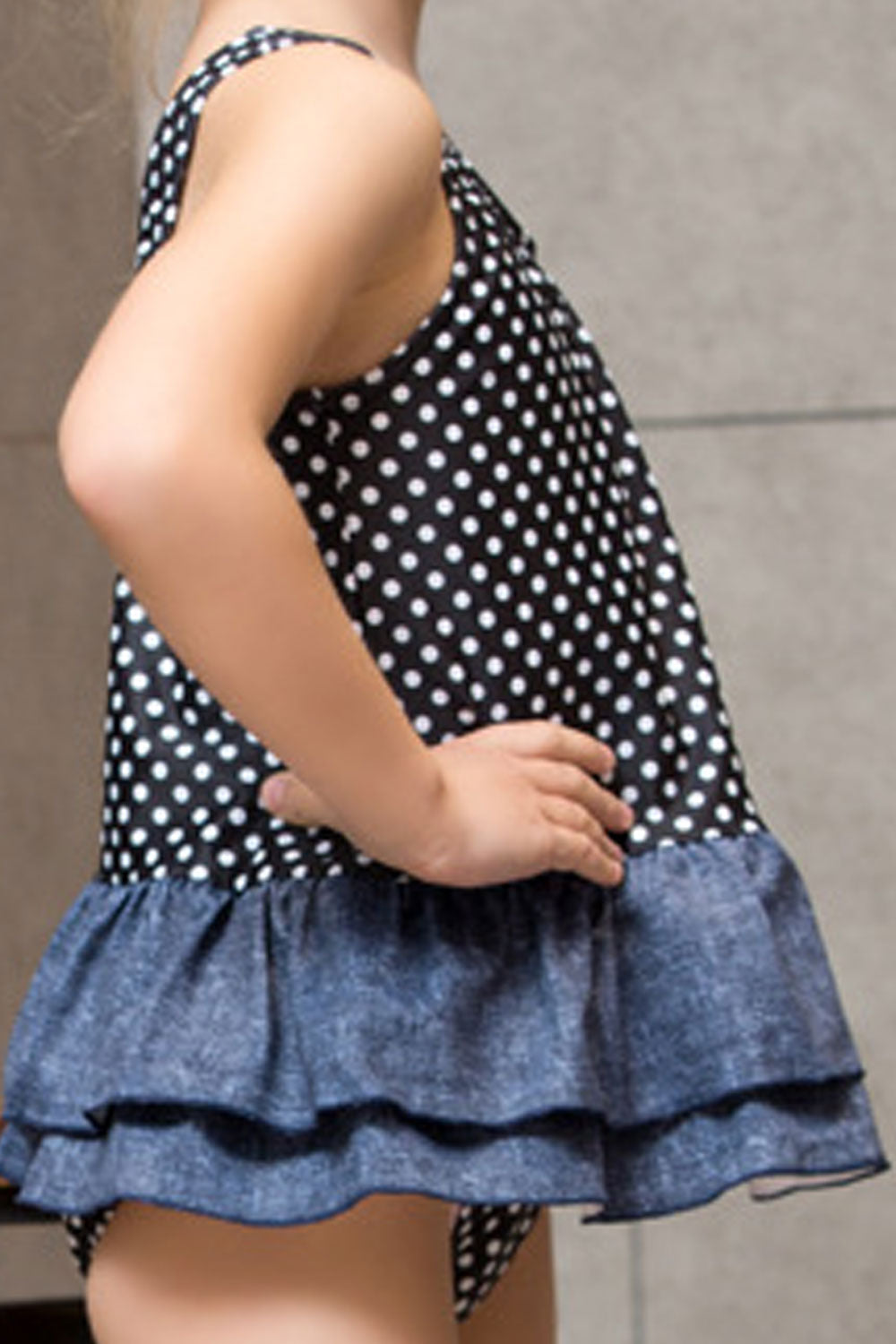 Baby Girls Summer Holidays Round Neck Polka Dot One Piece Swimwear