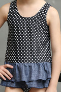 Baby Girls Summer Holidays Round Neck Polka Dot One Piece Swimwear