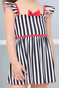 Baby Girls Square Neck Bow Decorated Breathable One Piece Swimwear