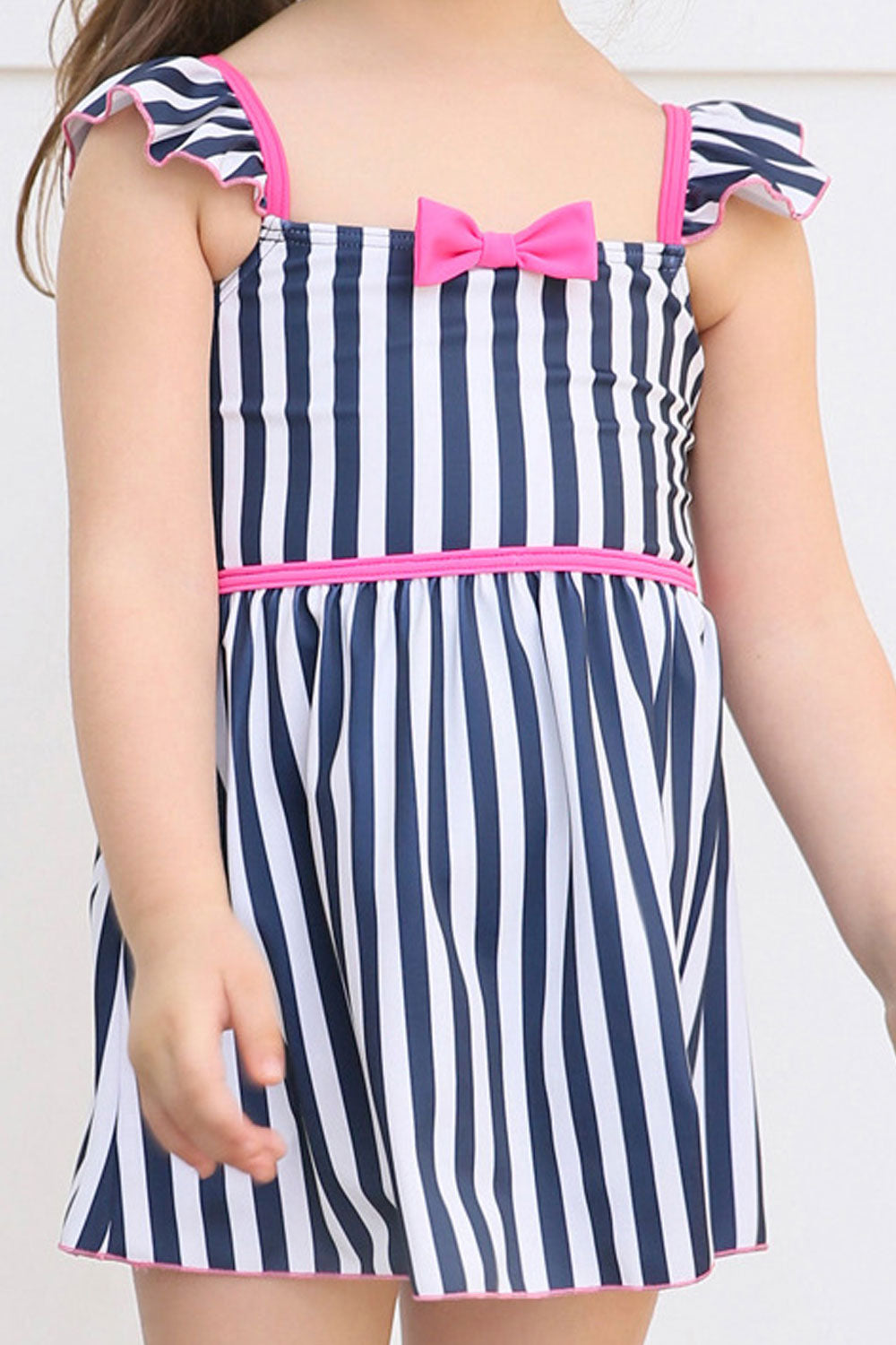 Baby Girls Square Neck Bow Decorated Breathable One Piece Swimwear