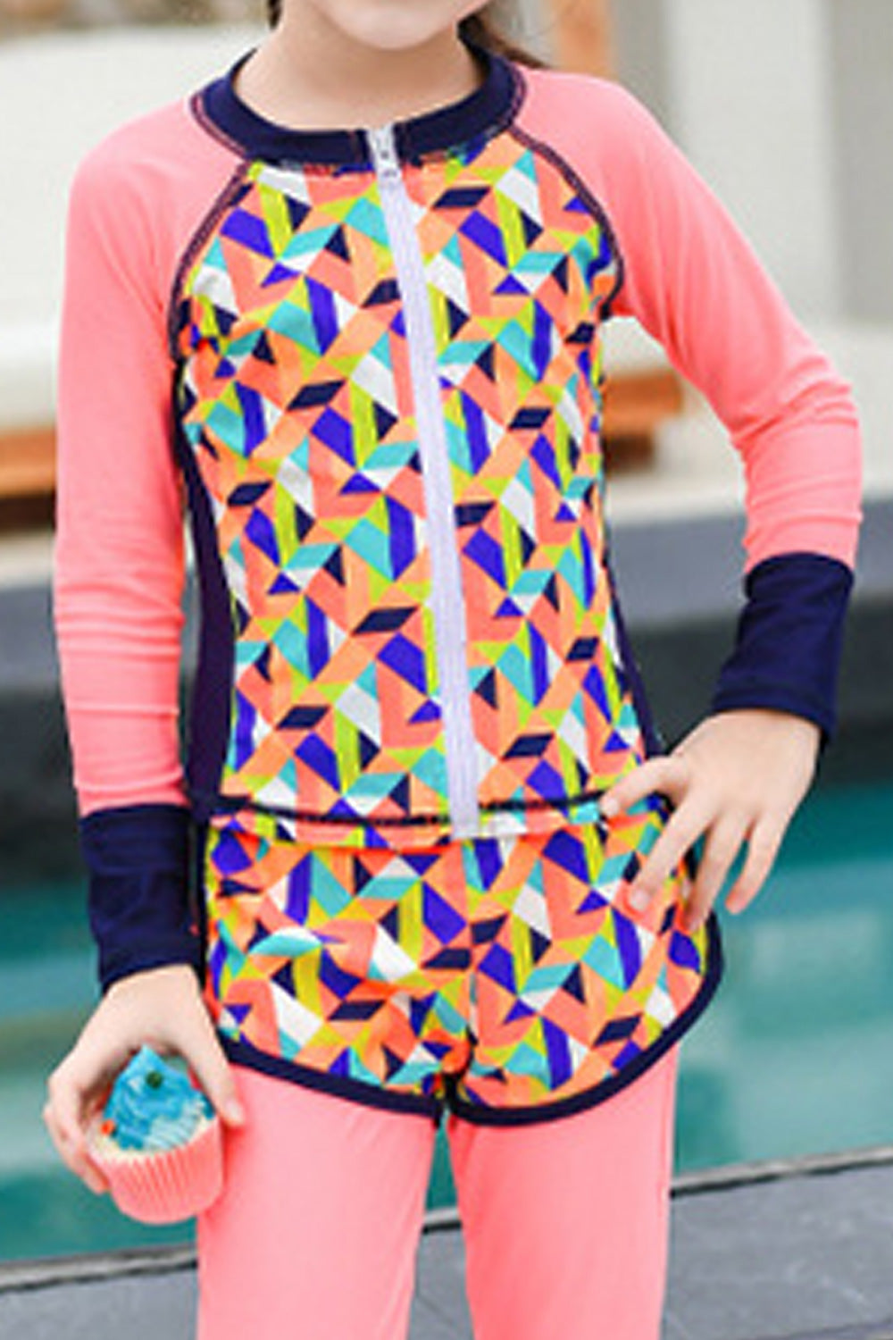 Kids Girls Classy Printed Style Lightweight Swimsuit