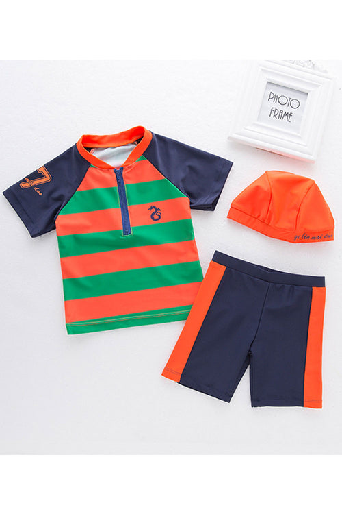 Baby Boys Short Sleeve Elegant Styled Elastic Waist Two Piece Lovely Swimwear
