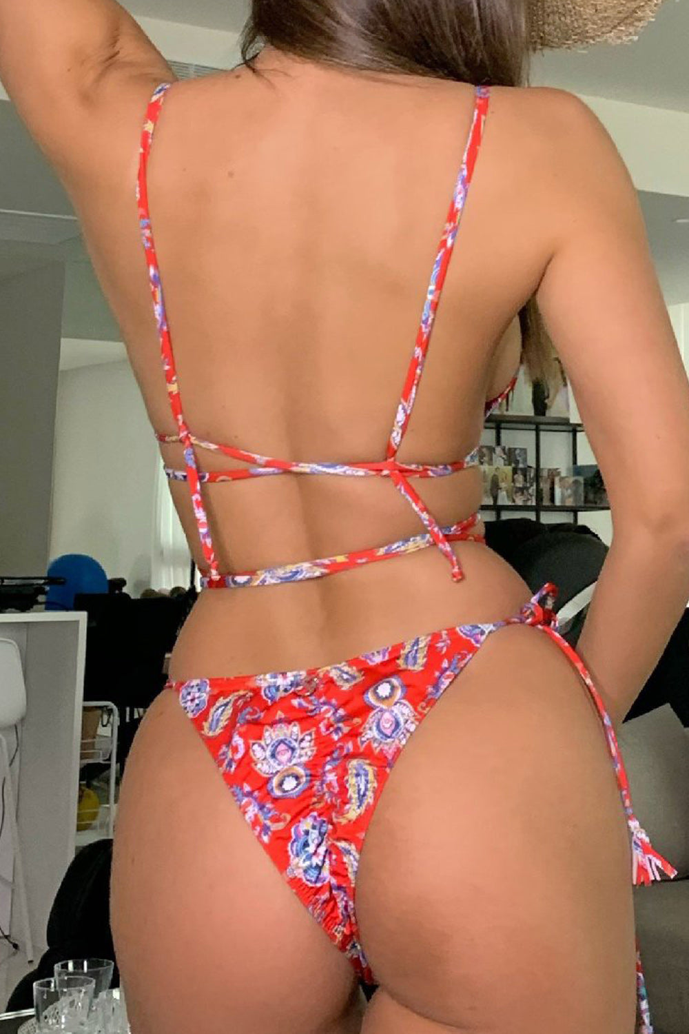 Women Printed Pattern Strap Neck Two Piece Tremendous swimwear