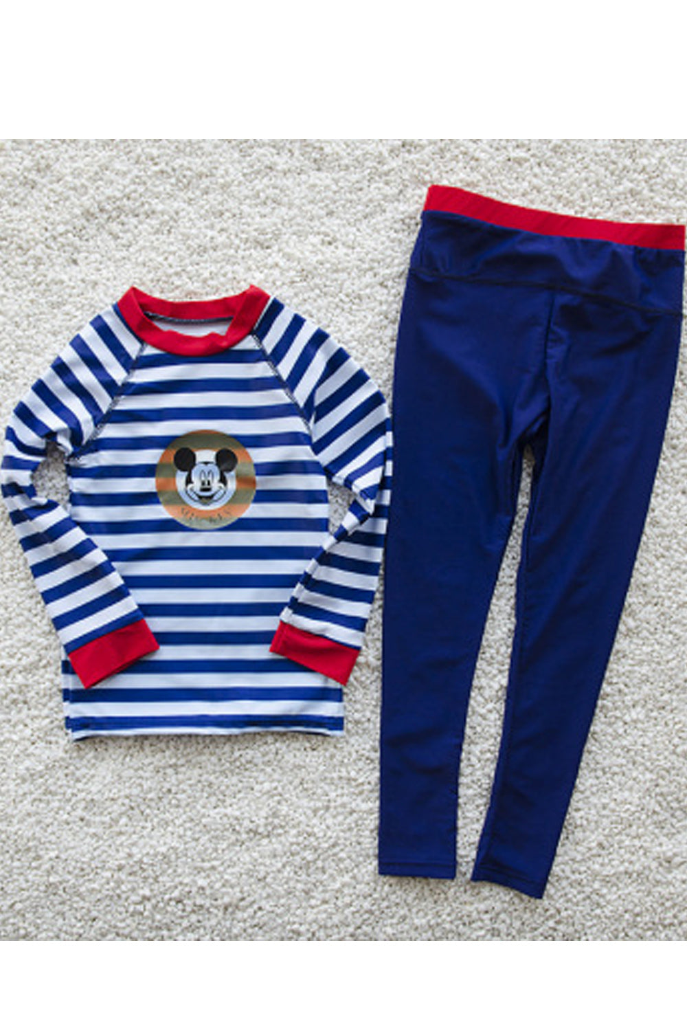 Kids Boys Elegant Striped Top Solid Trouser Swimsuit Set