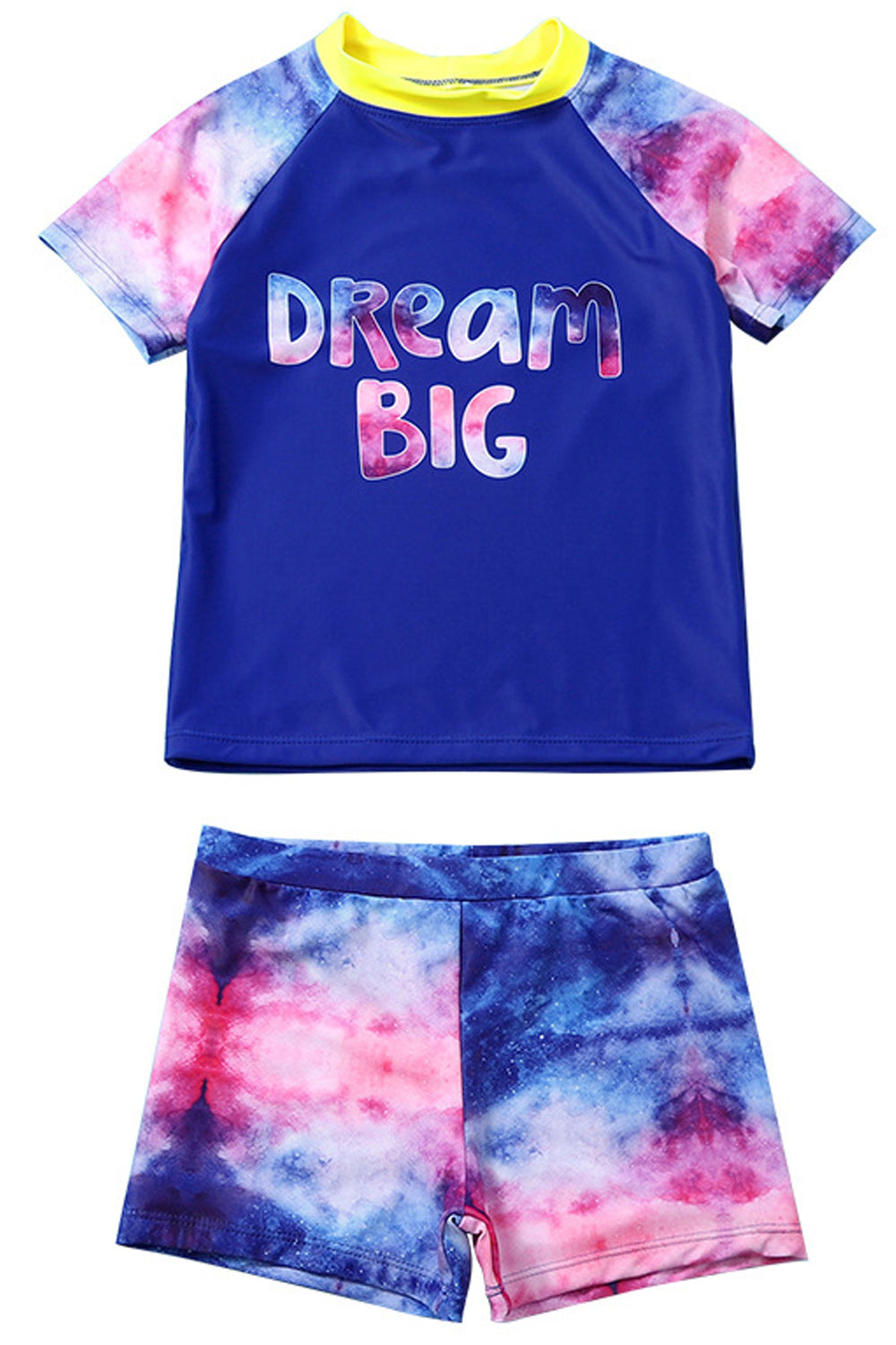 Kids Boys Tie Dye Print Elasticated Short Sleeve Swimsuit
