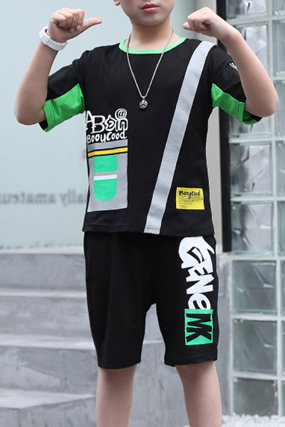Kids Boys Elegant Short Sleeve Two Piece Fashionable Outfit Set