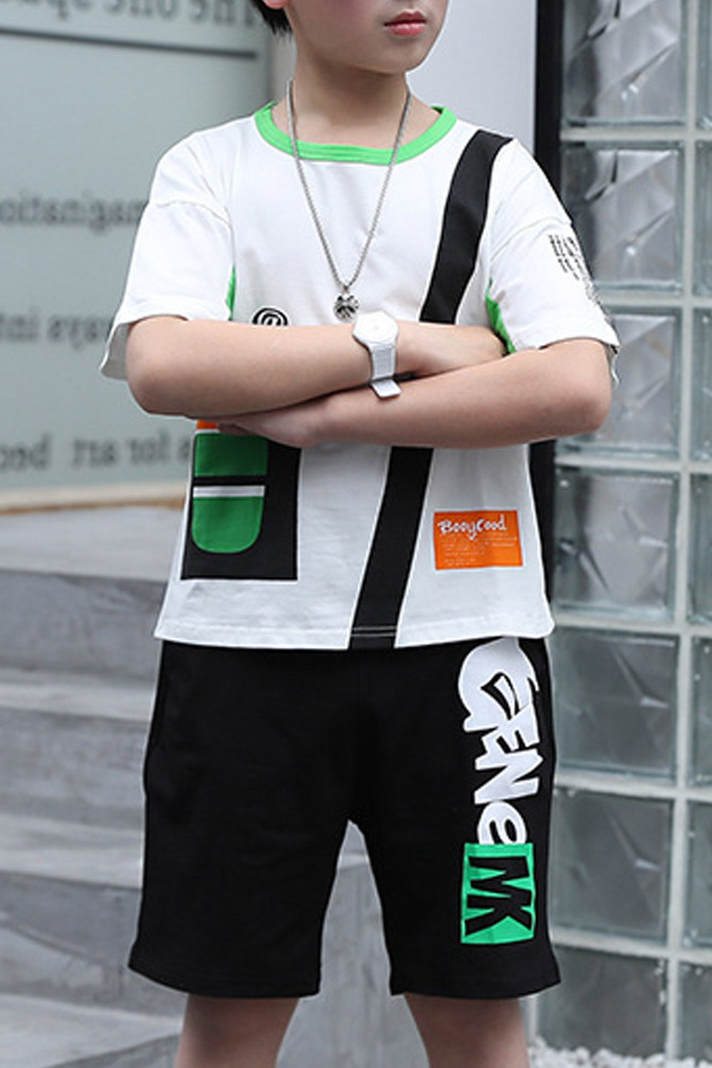 Kids Boys Elegant Short Sleeve Two Piece Fashionable Outfit Set
