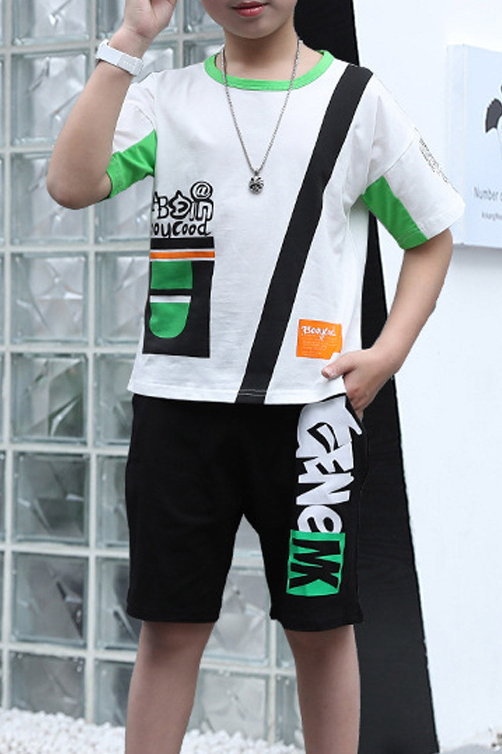 Kids Boys Elegant Short Sleeve Two Piece Fashionable Outfit Set