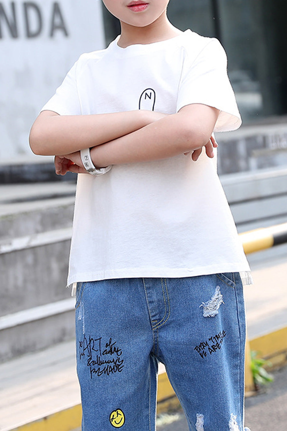 Kids Boys Trendy Soft Short Sleeve Convenient Two Piece Outfit Set