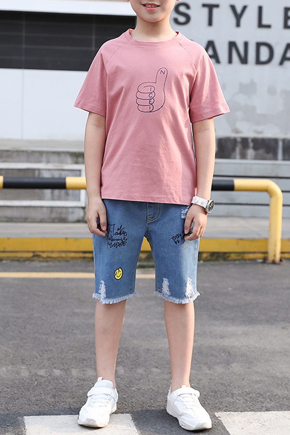 Kids Boys Trendy Soft Short Sleeve Convenient Two Piece Outfit Set