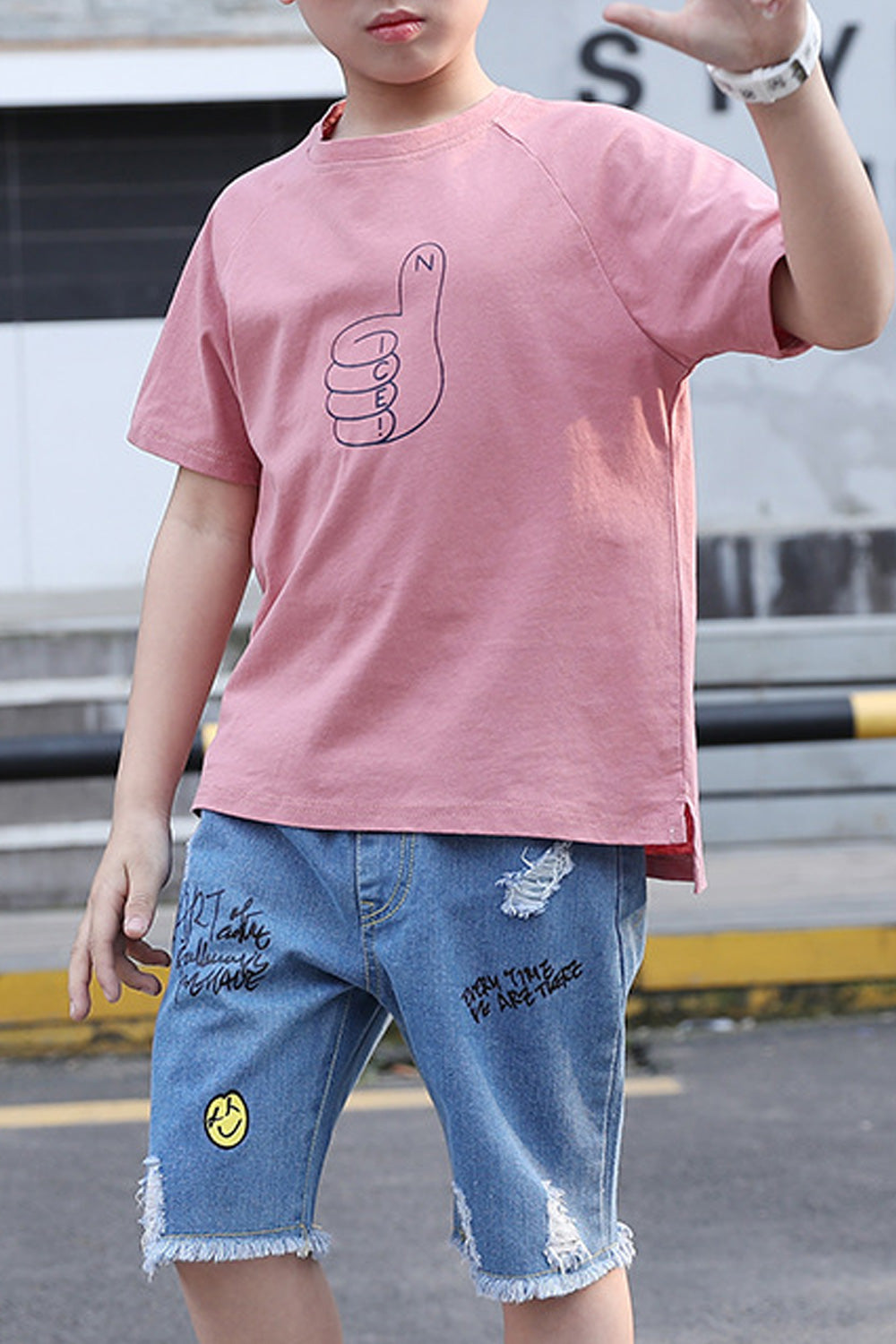 Kids Boys Trendy Soft Short Sleeve Convenient Two Piece Outfit Set