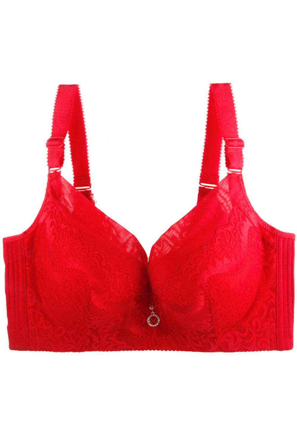 Women Full Cup Shoulder Strap Lace Up Anti Sagging Comfortable Bra