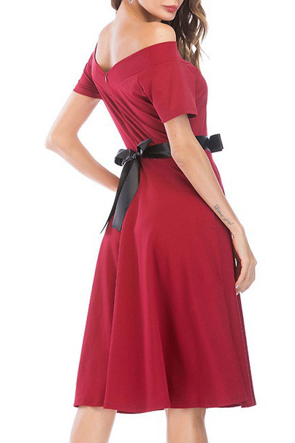 Women Short Sleeve Solid Colored Elegant Smooth Soft Breathable Dress