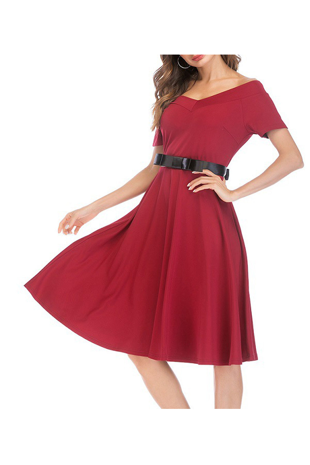 Women Short Sleeve Solid Colored Elegant Smooth Soft Breathable Dress
