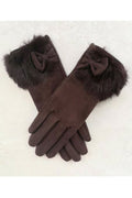 Women Solid ColorWomen Elegant Solid Colored Bow Attached Beautiful Cozy Winter Gloves Thick & Warm Winter Gloves