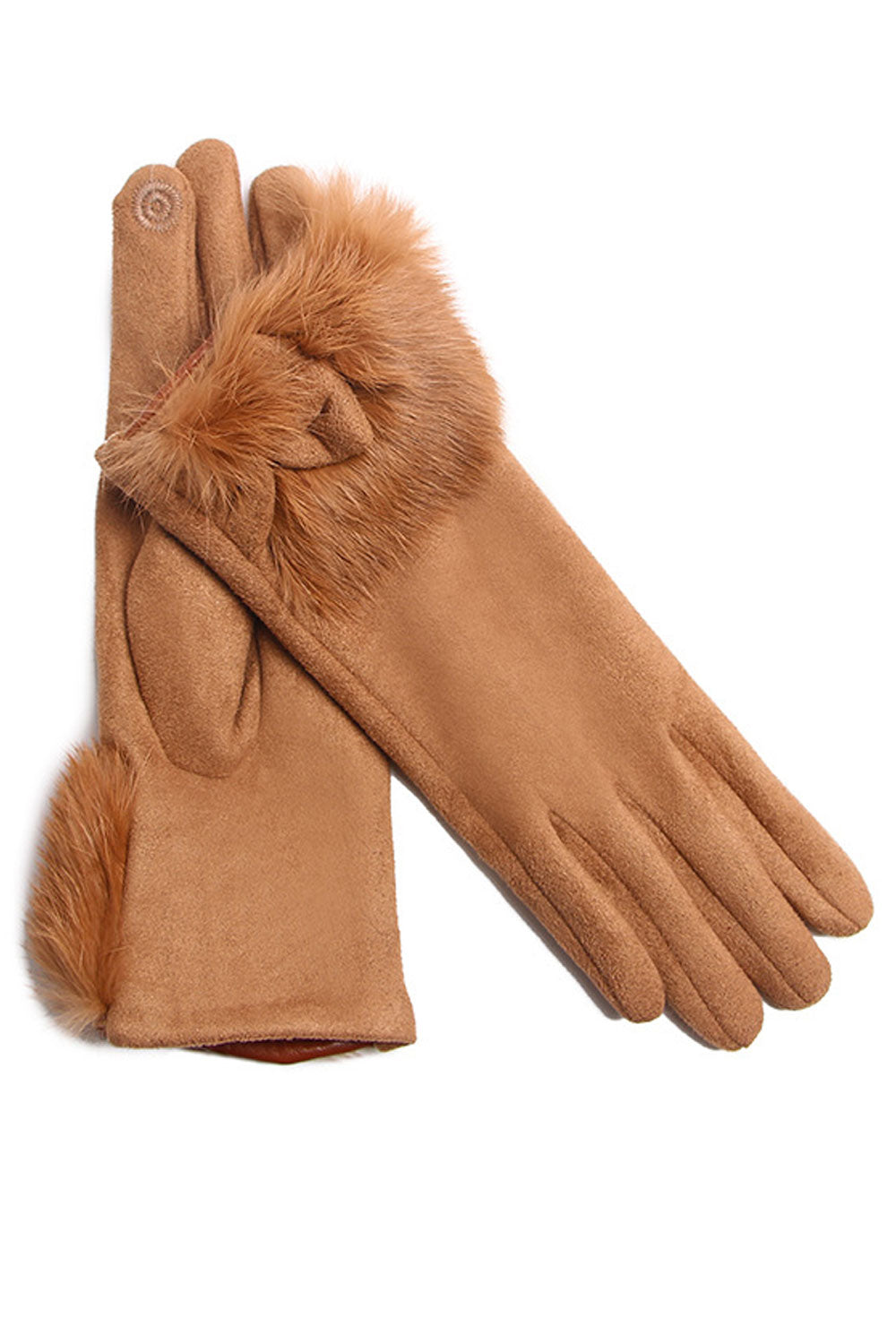 Women Solid ColorWomen Elegant Solid Colored Bow Attached Beautiful Cozy Winter Gloves Thick & Warm Winter Gloves