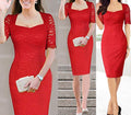 KATE MIDDLETON WEARING RED LACE DRESS