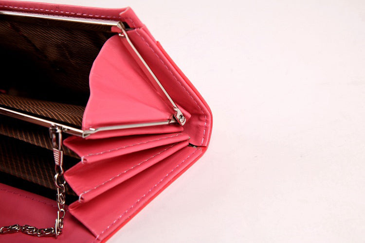 WOMENS NEW PATENT LEATHER FIRE PINK WALLETS