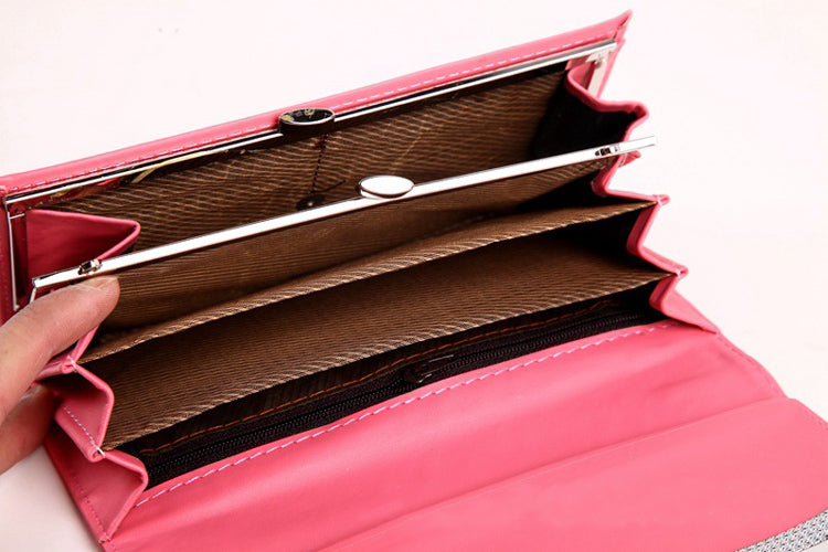 WOMENS NEW PATENT LEATHER FIRE PINK WALLETS