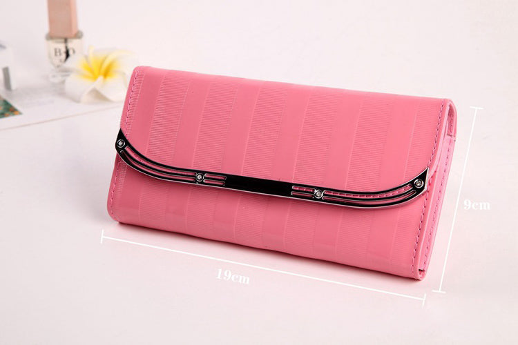 WOMENS NEW PATENT LEATHER FIRE PINK WALLETS