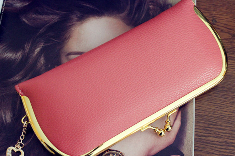WOMENS VERTICAL SECTIONSQUARE PU LEATHER WALLET PINK